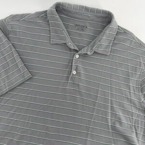 UNTUCKit Mens XXL Polo Shirt Grey‎ Green Striped Pima Cotton Short Sleeve